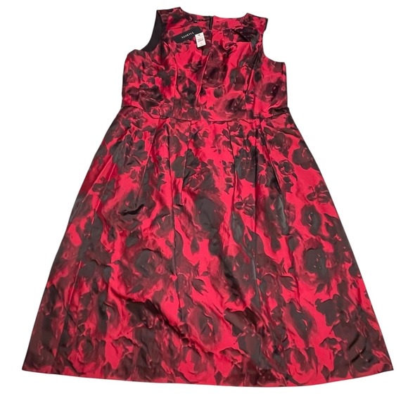 New Talbots Floral Jacquard Red Black Plus Size 16 Formal Wedding Party Holiday